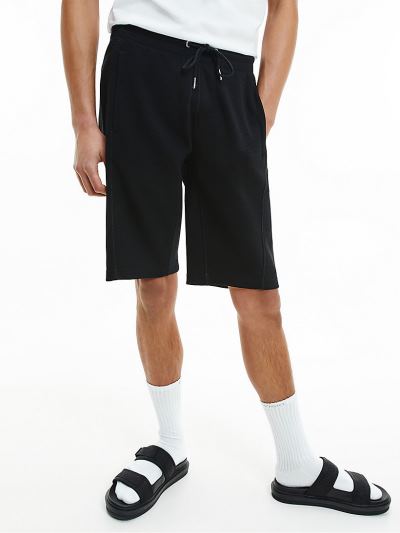 Calvin Klein Ruhák HU033959 | Calvin Klein Waffle Knit Jogger Férfi Rövidnadrág Fekete